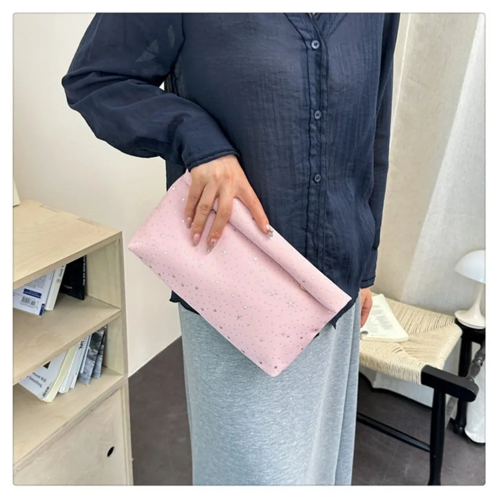 Fashion Silver Star Print Women's Handbag Large Capacity Multi-purpose Makeup Bag Storage Bag Women