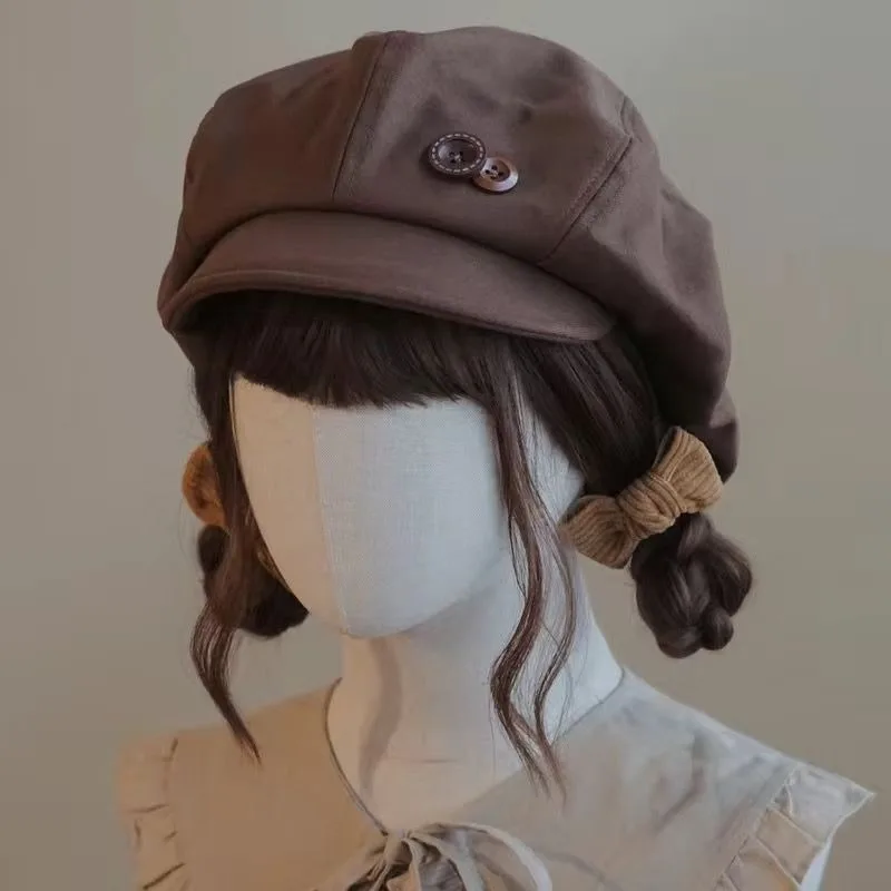 Autumn and winter Milad beret duckbill cap for women Japanese retro style face enhancing big head circumference warm newsboy hat