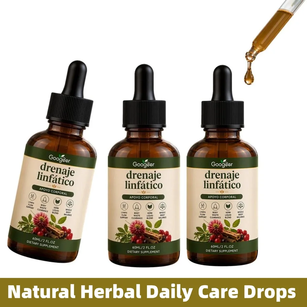 1-5Boxes 60ml Googeer Lymphatic Drainage Drops,For Improve Swelling,Multi Plant Mixed Body Daily Gentle Care Ampoule Supplement