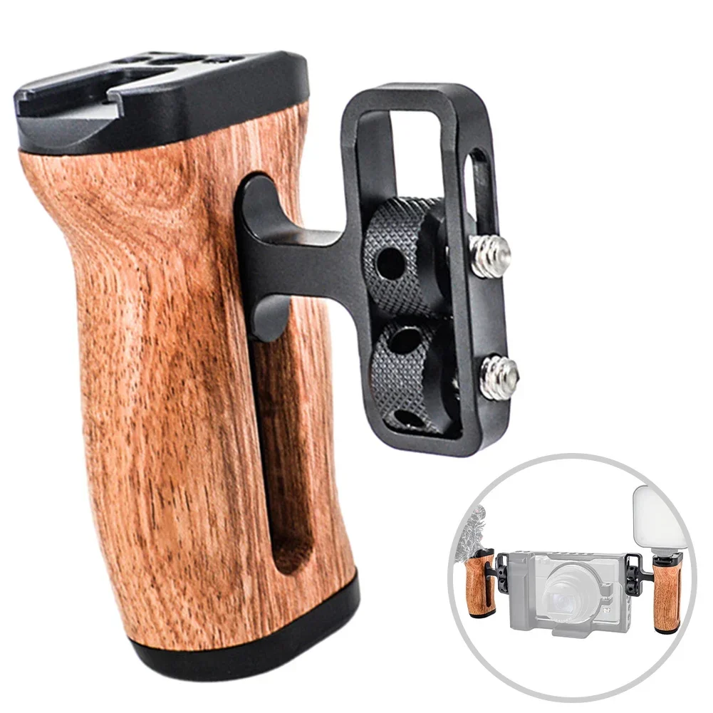 Universal DSLR Camera Cage Side Handle Ergonomic Design Camera Rabbit Cage Wooden Side Grip Handle SLR Photography Grip