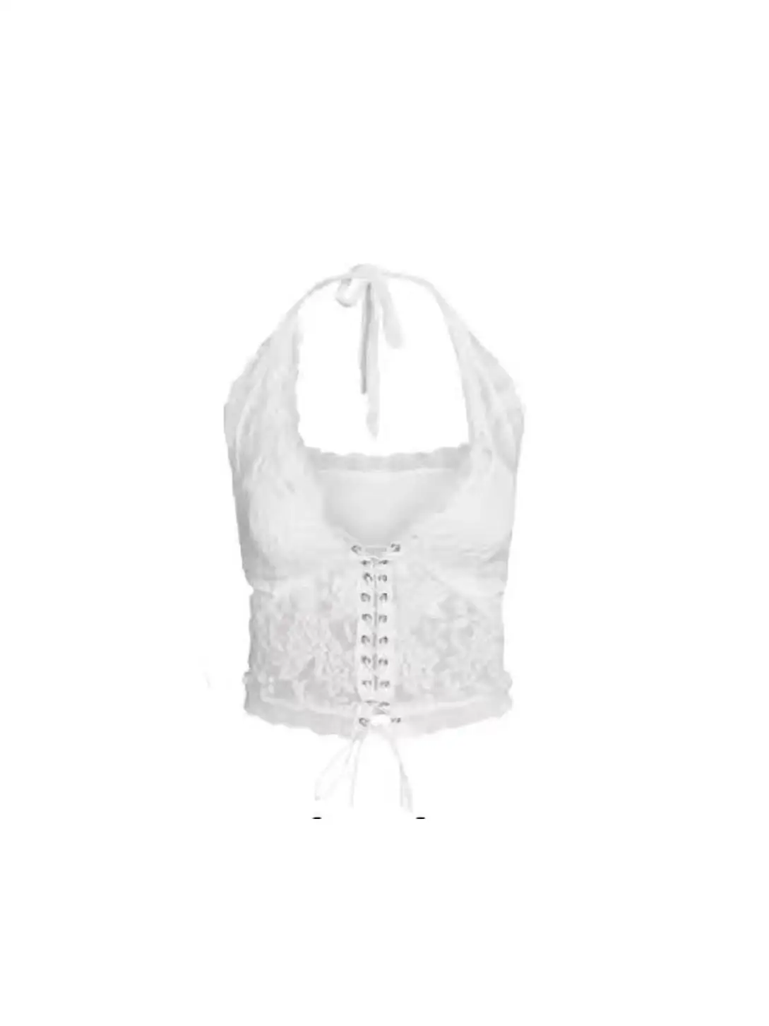 

White Lace See-tough Strap Vest Sexy Outerwear Tie Front Bolero Tank Top for Women Cotton PolyesterMaterial Commuter Sle