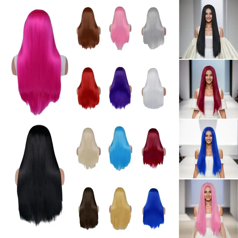 High-temperature Wire Wig Women Long Straight Wig Colorful Synthetic Hair Women's Long Straight Wig for Costume Party for Events