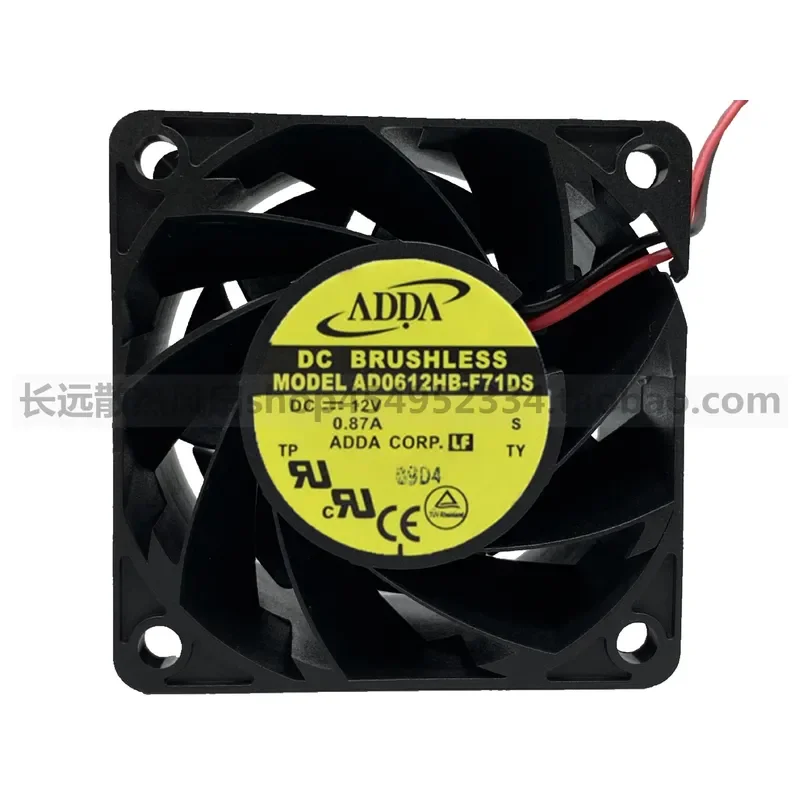 for ADDA AD0612HB-F71DS 12V 0.87A 6038 6CM Double Ball Bearing Fan Large Air Volume Cooling Fan