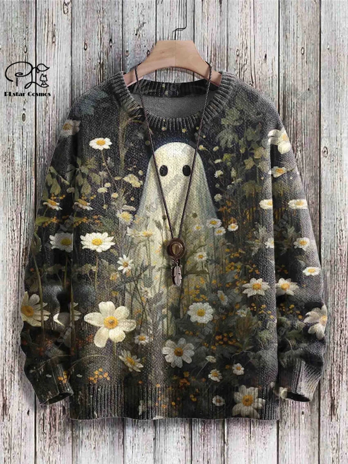 Sweater Y-3 uniseks kasual musim dingin sweter jelek asli pola hantu Lucu horor cetak 3D seri Halloween baru