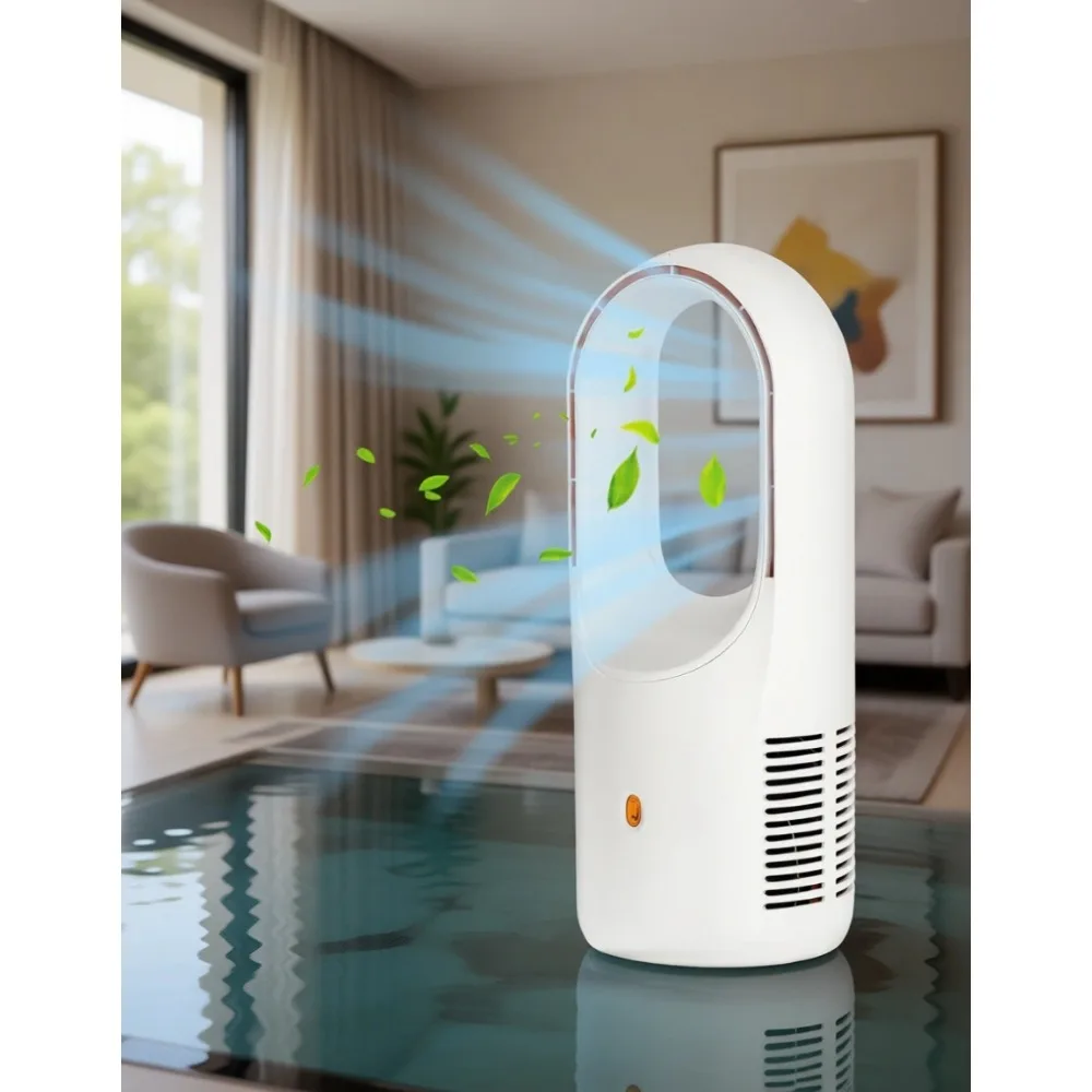 

6-скоростной безлопастной настольный вентилятор 11,8 дюйма, USB-перезаряжаемый, бесшумный, портативный, компактный, легко чистится, для офиса и спальни