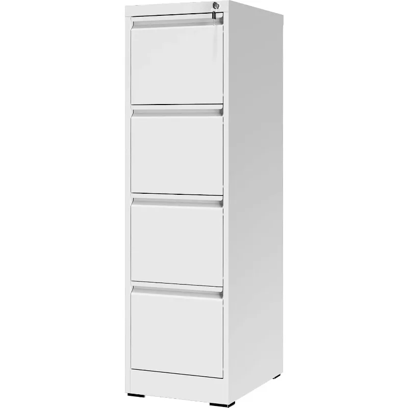 4-Drawer Metal Vertical File Cabinet with Lock & Hanging Files for A4/Legal/Letter, Home Office Storage, White, Customized