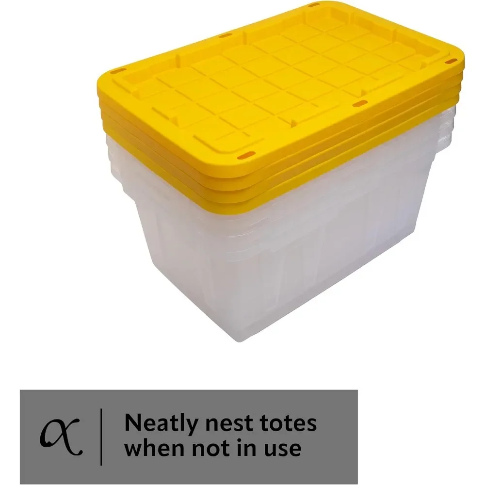 Heavy Duty Clear Stackable Storage Bins with Lids, Ideal for Dorm, Classroom, Home Organization, 4 Pack view 3