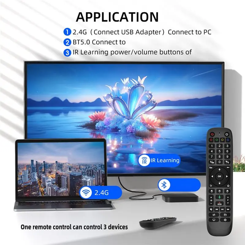 IR Learning RF Remote With Air Mouse 2.4G BT Dual Mode Backlit 44 Keys For Android For TV Boxs Smart TV PC Projector