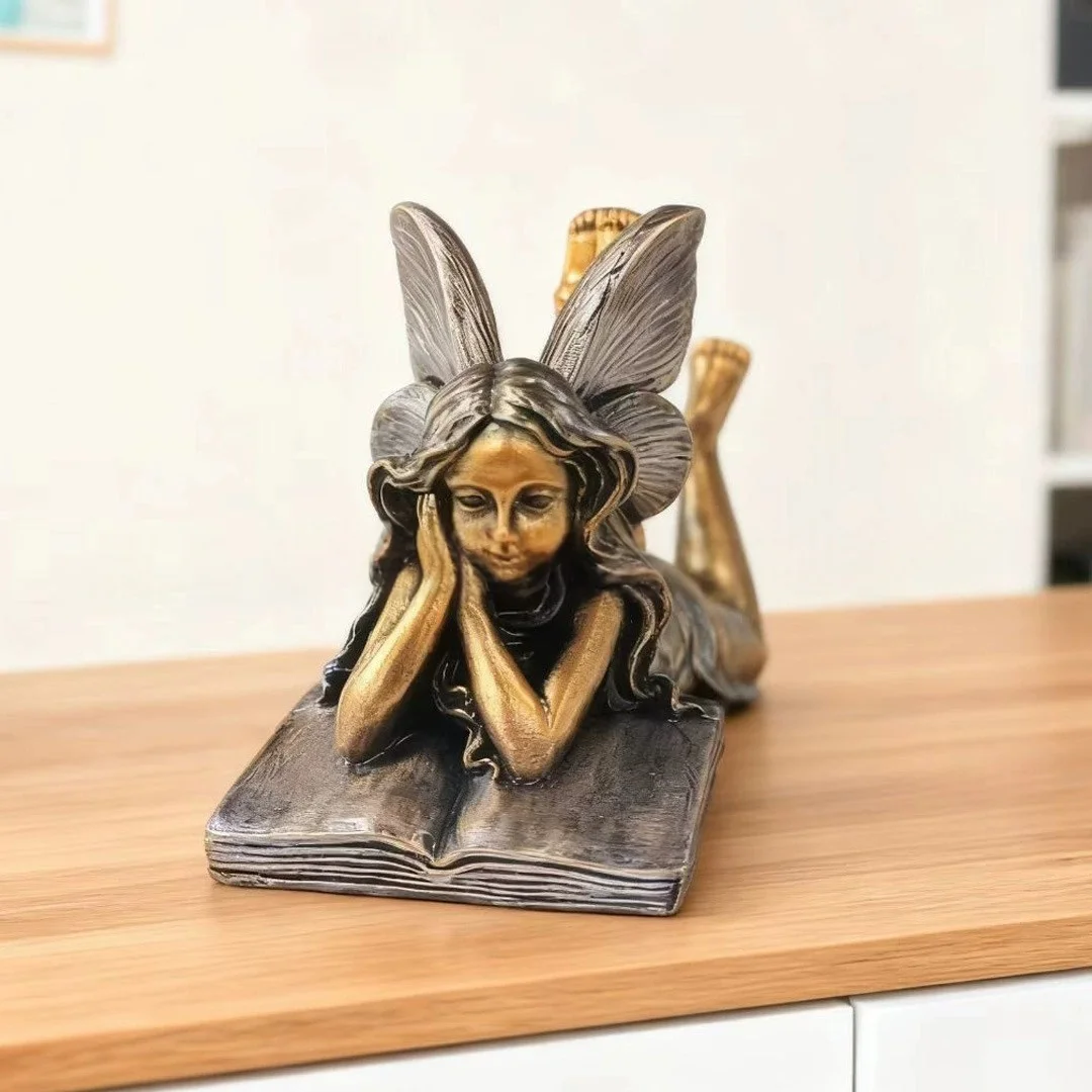 

Креативная статуя цветочной феи ручной работы из смолы с крыльями, забавная фигурка девушки-ангела для уличного декора сада, аксессуары для рабочего стола