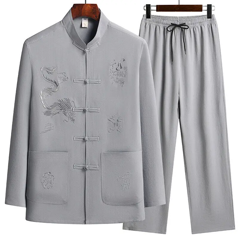 Shirts + Pants 2026 summer new style Sportswear Men's Casual Sets Male Fashion Chinese style men long sleeves size M-4XL