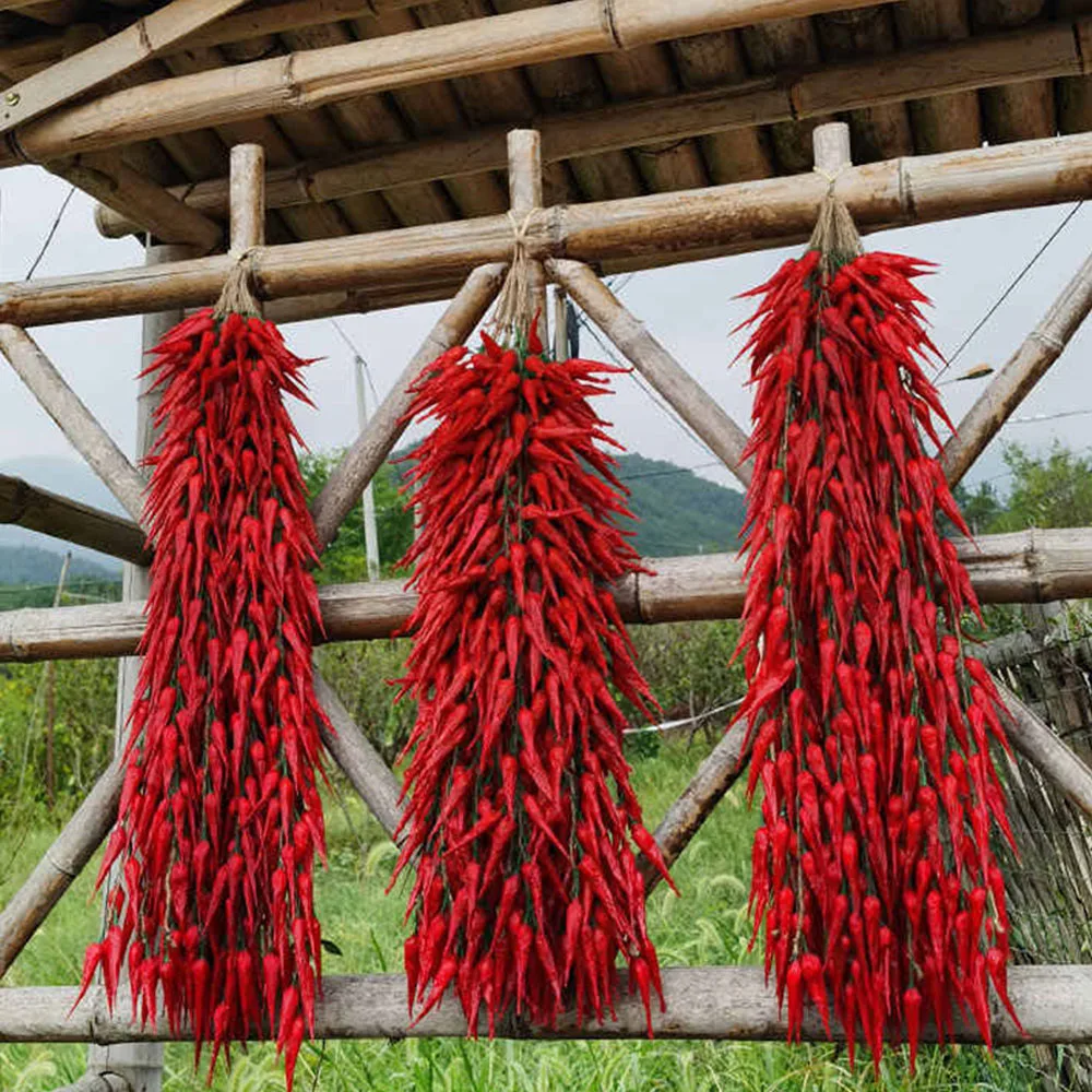 

Sweet bell pepper artificial vegetables model wall Kitchen decor green red hot chili pepper simulation fake vegetables strings