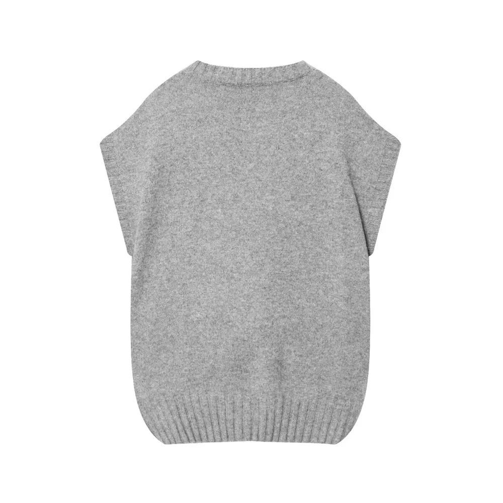 Fashion women's new European and American style casual loose sleeveless round neck knitted vest vest vest vest