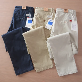 2025 Summer New American Retro Thin Micro Elasticity Casual Pants Men's Simple 97% Cotton Slim CHINO Business Straight Trousers 3