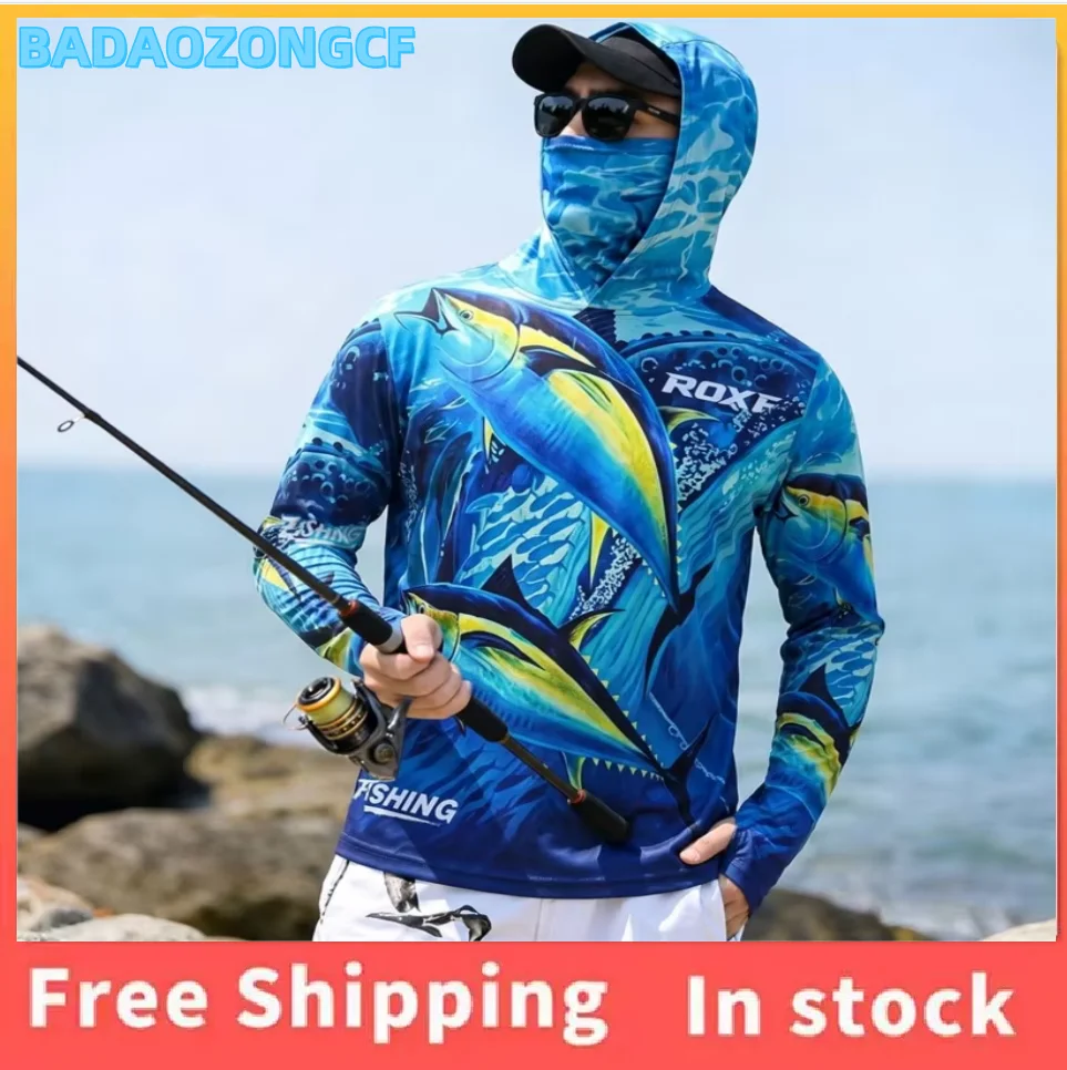 Outdoor Anti-sun Fishing Wear For Men, Built-in Fisherman Hat Long Sleeve Shirt Suitable For Lake River Sea Fishing