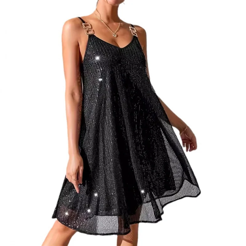 فستان نسائي صيفي جديد على الموضة الأوروبية والأمريكية بلون سادة وياقة أنيقة #5