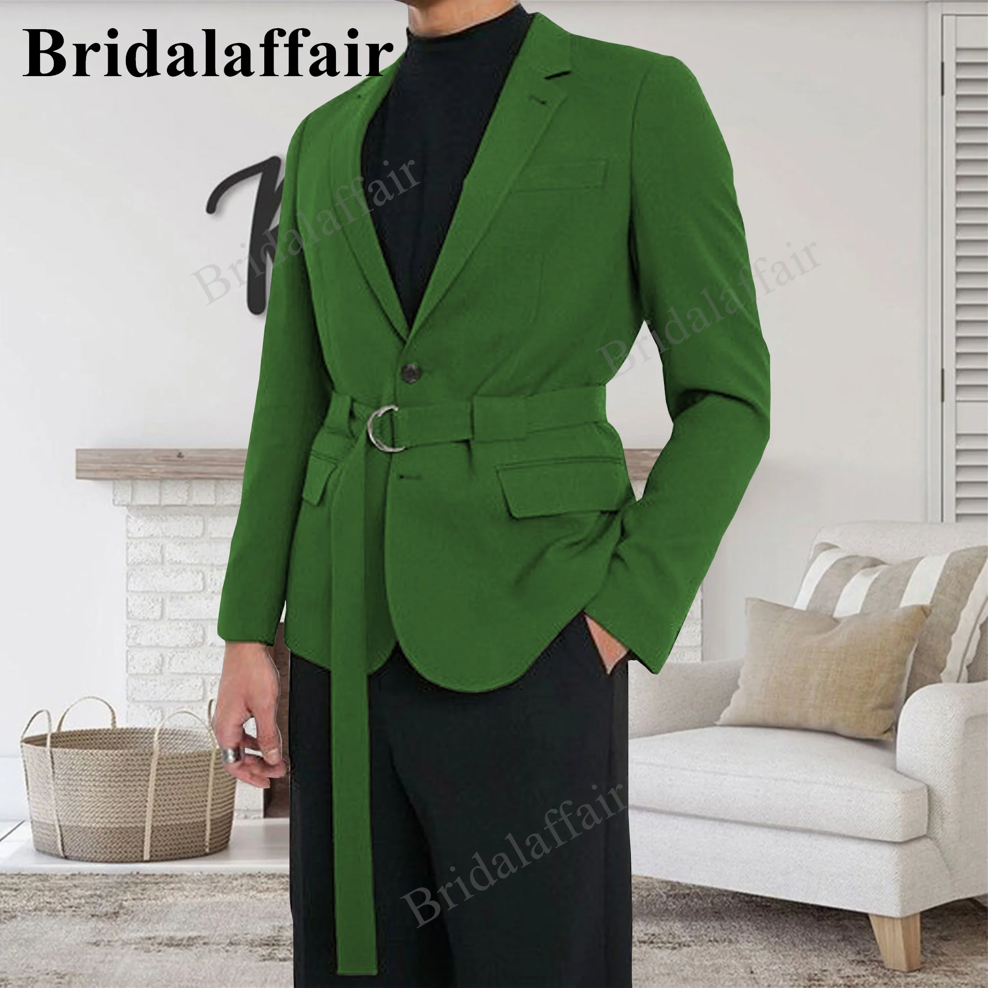 

Bridalaffair Green New Arrival Men Suits 2 Buttons Groomsmen Notched Lapel Groom Tuxedos Wedding/Prom Best Blazer (Jacket+Pants)