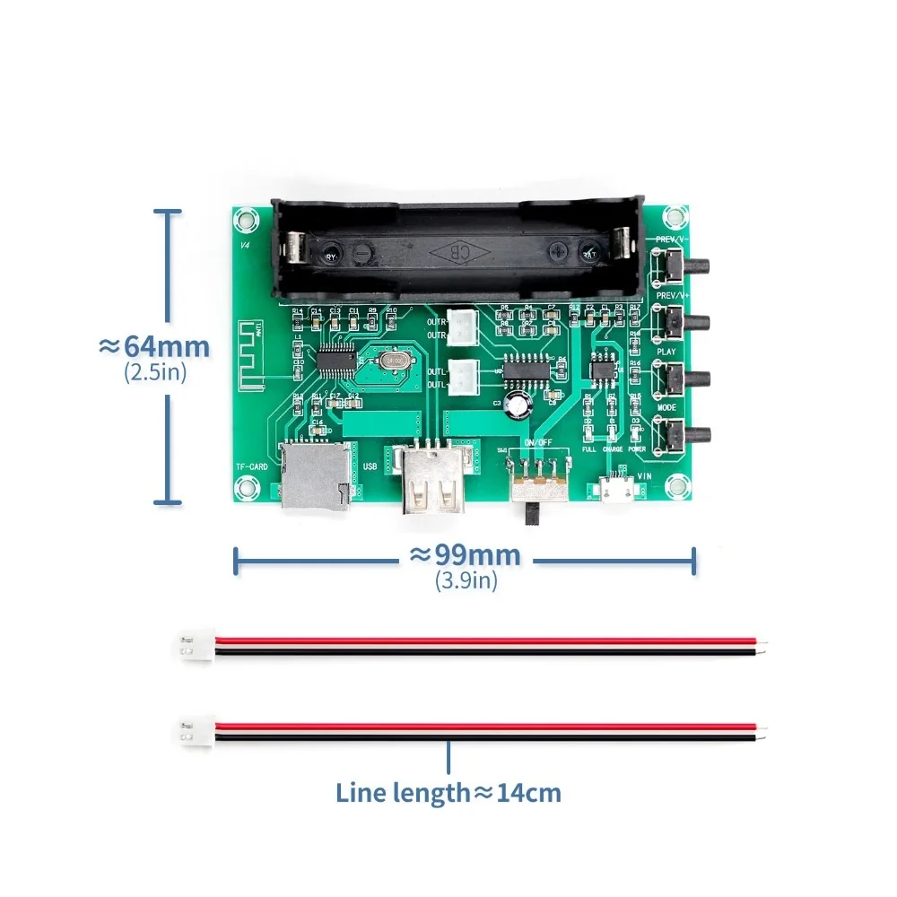 XH-A150 Mini Dual Channel PAM8403 Bluetooth Digital Power Amplifier Board 5W*2 Lithium Battery Singing Machine TF-Card DC 5V