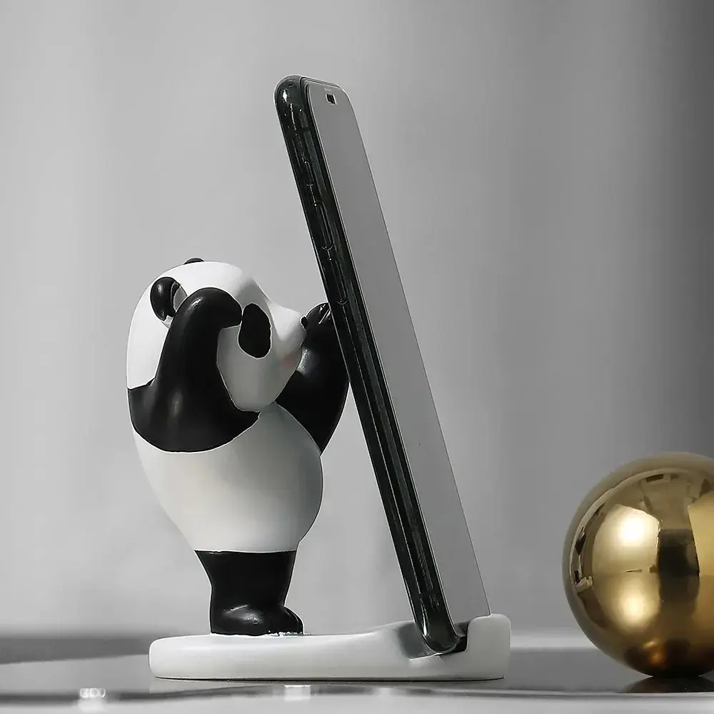 Bracket Stands Panda Mobile Phone Holder Panda Figurines Plastic Phone Stand Holder Creative Cartoon Mobile Phone Bracket