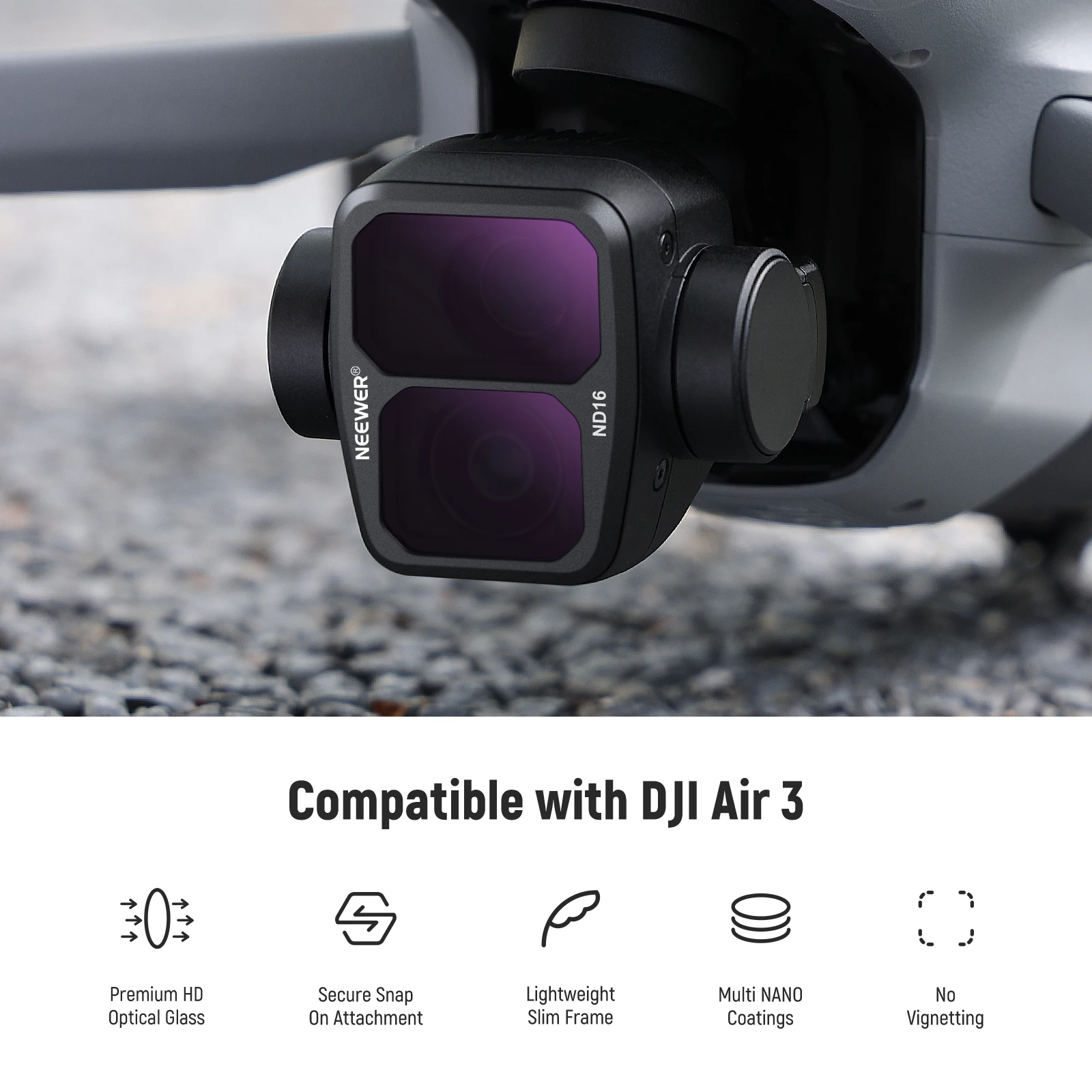 NEEWER-Juego de filtros UV ND CPL para DJI Air 3, 6 piezas ND8 ND16 ND32 ND64 UV CPL, Kit de filtros de densidad neutra, vidrio óptico HD