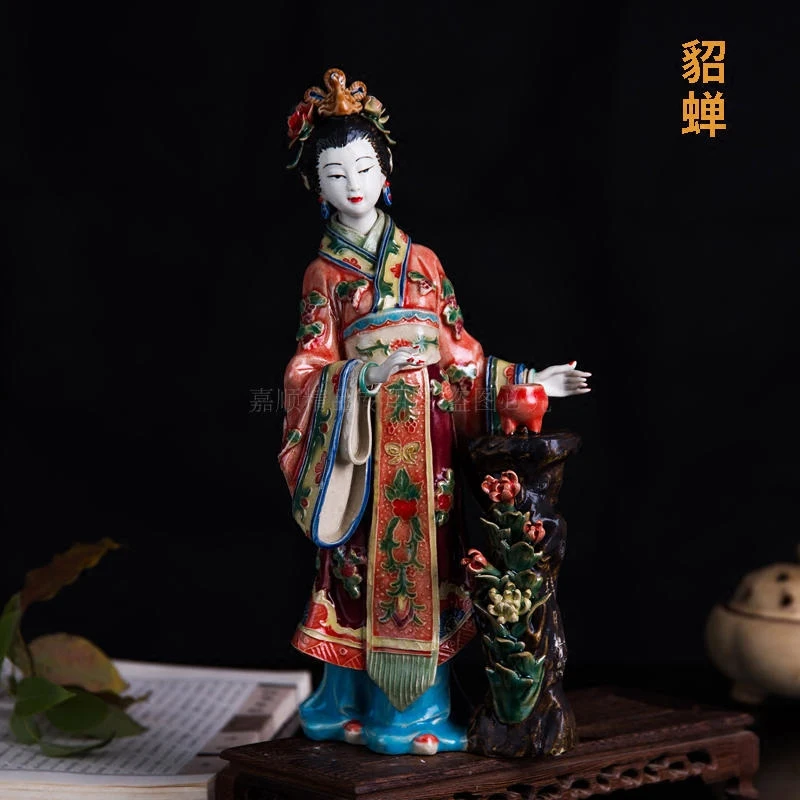 Chinese classical home decoration lady ornament Shiwan doll boutique handmade ceramic figure sculpture four beautiful women