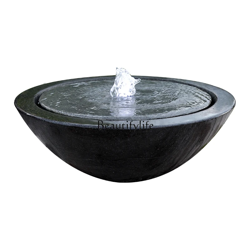 

Stone-Carved Fountain Stone Bowl Waterscape Flowing Water Ornaments Simple Modern Granite