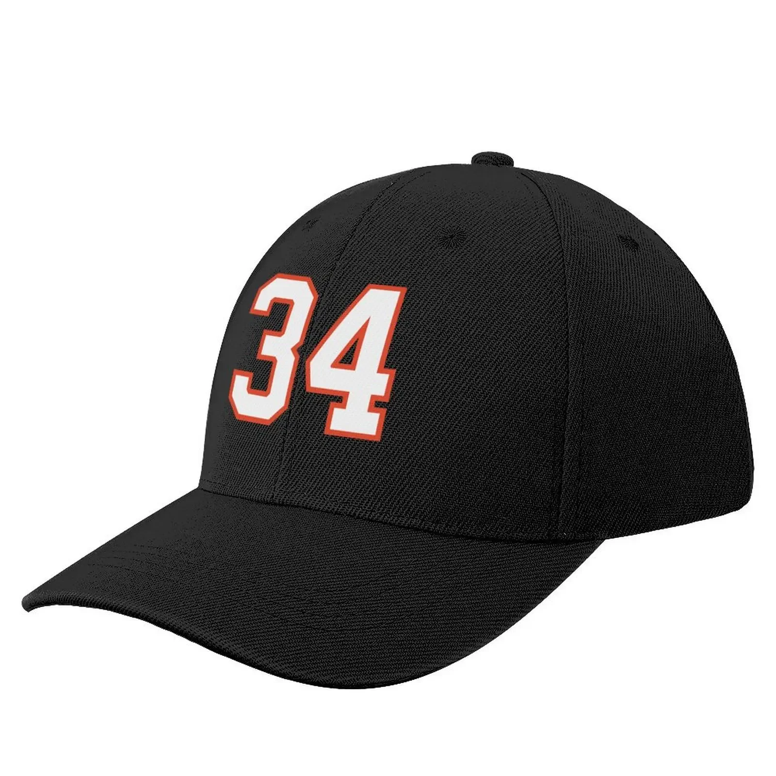 

Sports Number 34, white orange color lucky sport thirty four Baseball Cap western Hat Hip Hop black Hats For Women Men's