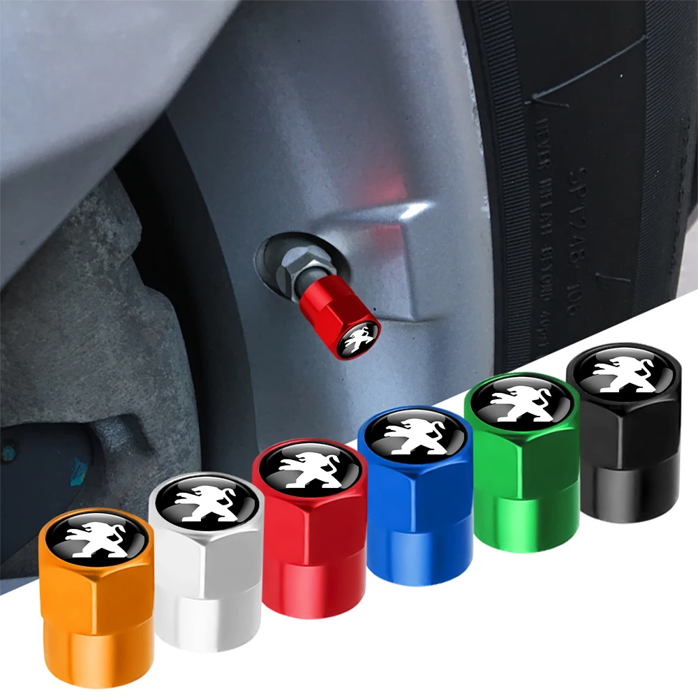 4 Stück Auto-Radventilkappen mit Emblem-Dekoration für Peugeot 206 208 207 308 307 107 408 2008 3008 Auto-Zubehör