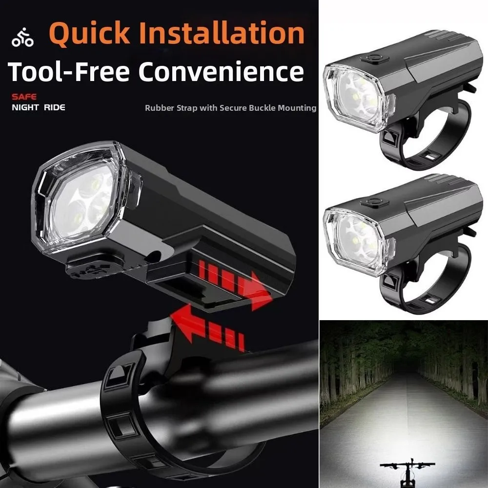 Typy-C Charging Bicycle Front Light 3 LED Waterproof Super Bright Bicycle Light 3 Level Dimmable Bike Safety Lamp