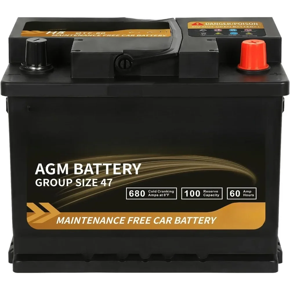 

Platinum AGM Battery BCI Group 47-12v 60ah H5 Size 47 Automotive Battery, 100RC, 680CCA, 36 Months Warranty, Dimensions