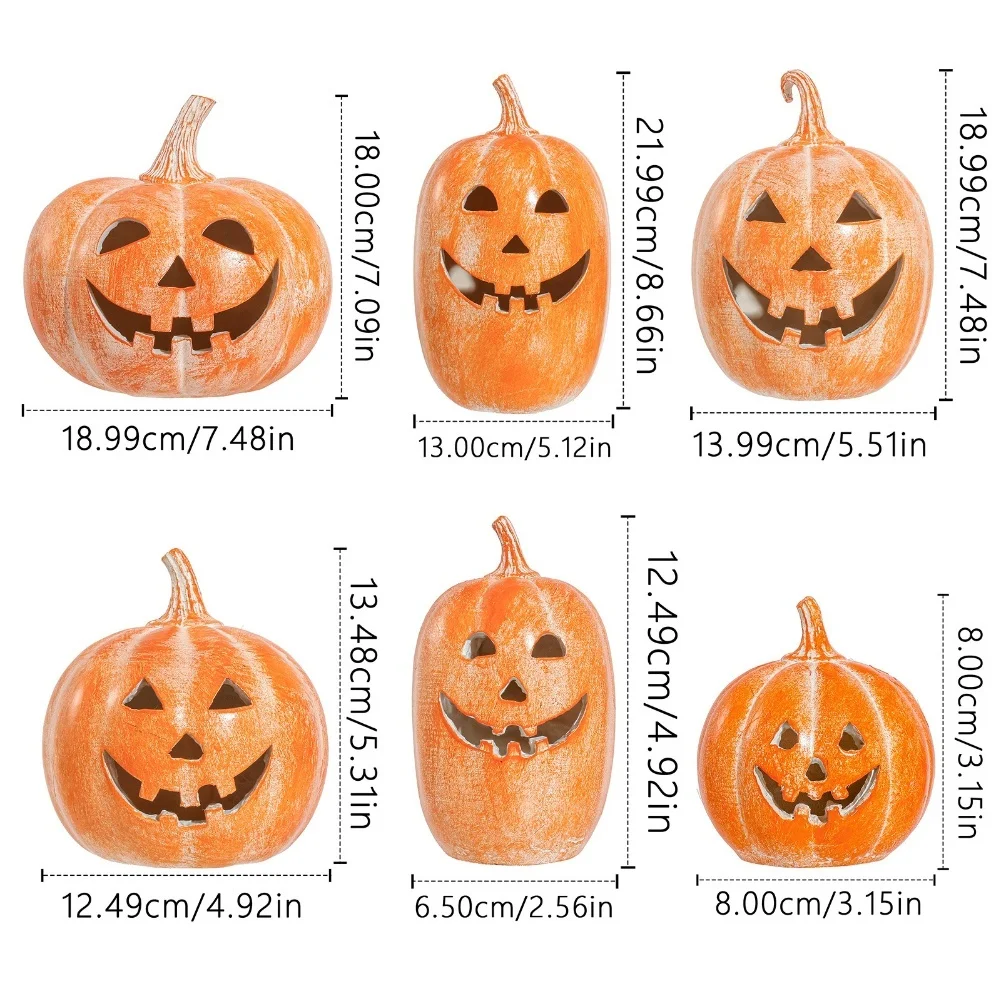 زخرفة اليقطين المصنوعة يدويًا لجميع القديسين والخريف مصممة لحمل شموع LED وخلق أجواء داخلية دافئة #6