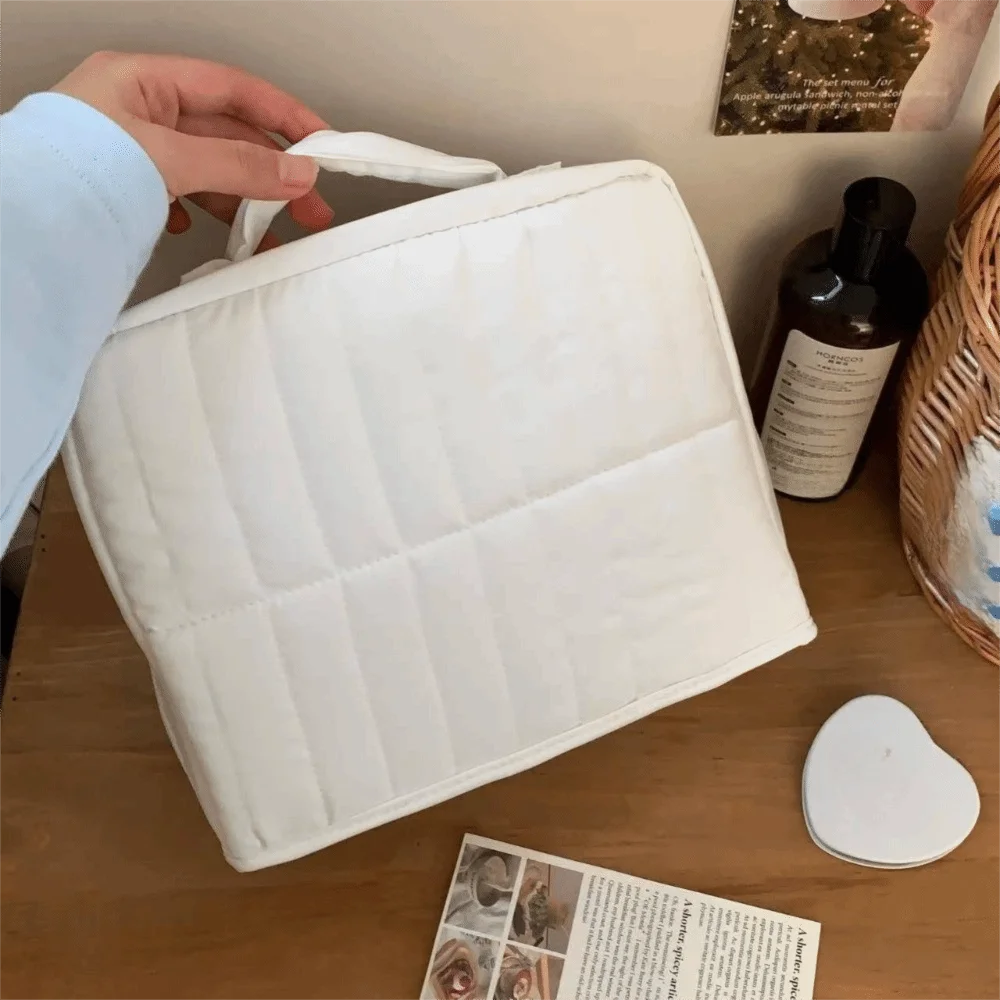 

Standable Women Makeup Bag Solid Color Multifunctional Cosmetic Organizer Multi-Compartment Vertical Style Travel Luggage Bag