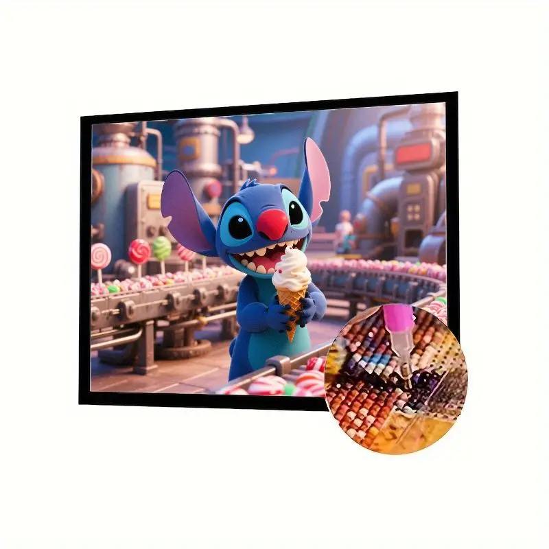 

1 шт., милый Дисней Лило и Стич «Stitch Loves Ice Cream» 5D DIY, полный дрель, набор для алмазной живописи, круглые/квадратные стразы, художественное ремесло