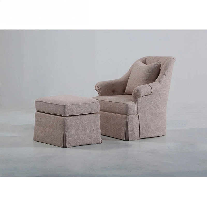 Single sofa Nordic, coffee chair light luxury apartment leisure flannel villa chair pull button
