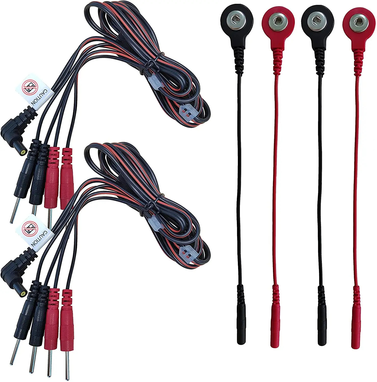 2pcs 4 in 1 Pin Type Electrode Lead Wires Cable for TENS/EMS/IF 2mm pin Cable connectors & 4pcs Tens Lead Wire Adapters