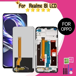 Oppo-Realme 8i LCDタッチスクリーン,6.6インチ,フレーム付き,交換用デジタイザーアセンブリ,rmx3151,100% テスト済み