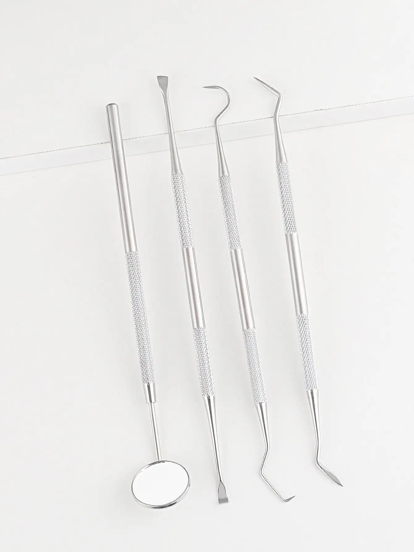 4Pcs Stainless Steel Dental Tool Set Oral Mirror Tartar Scraper Teeth Cleaning Probe For Home Teeth Care Oral Hygiene Tool Kit