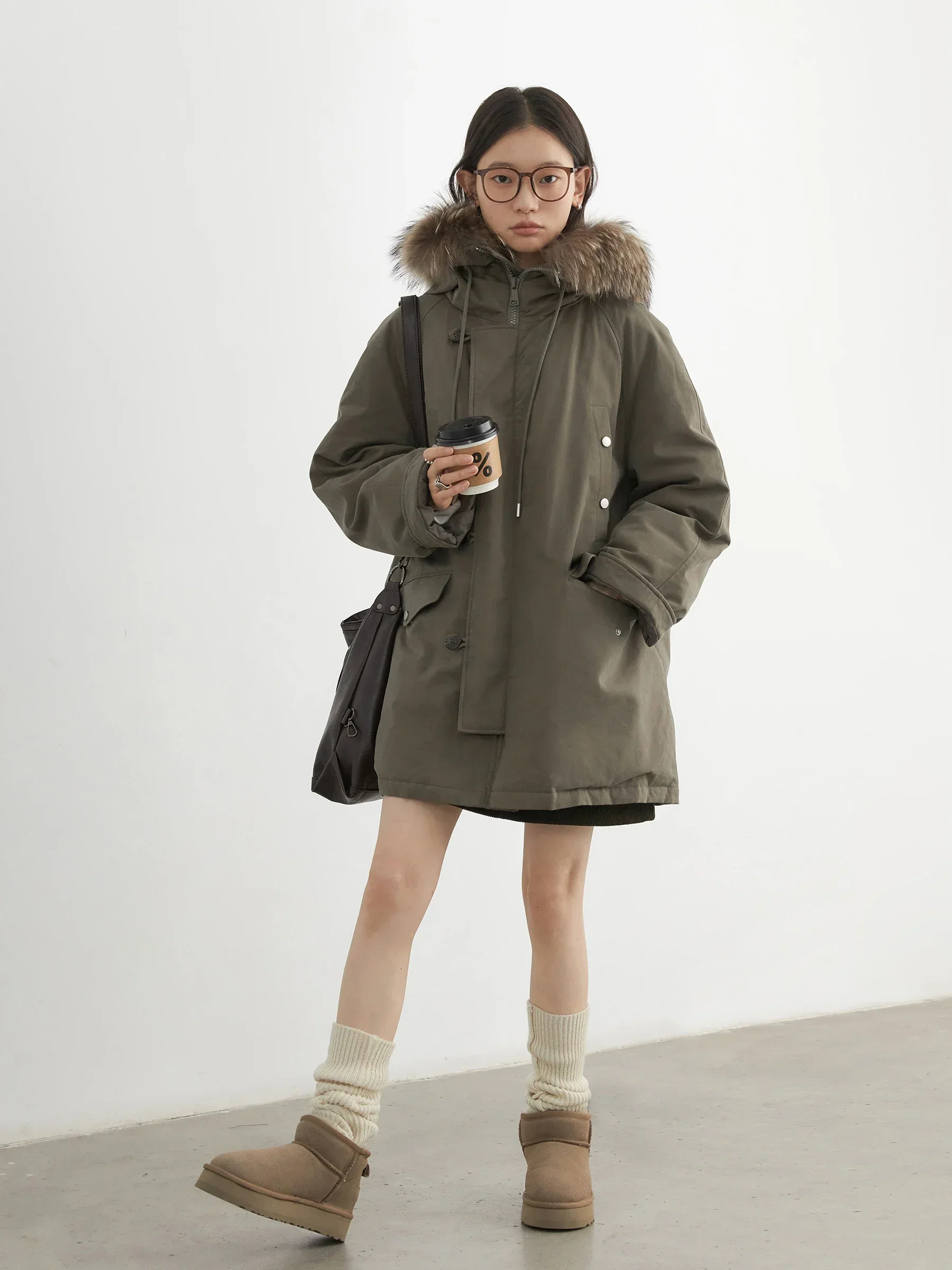 CHIC VEN Women Down Coats Casual Loose Hooded Fur Collar Warm Jackets Korean 90 White Duck Down Female Coat Autumn Winter 2024