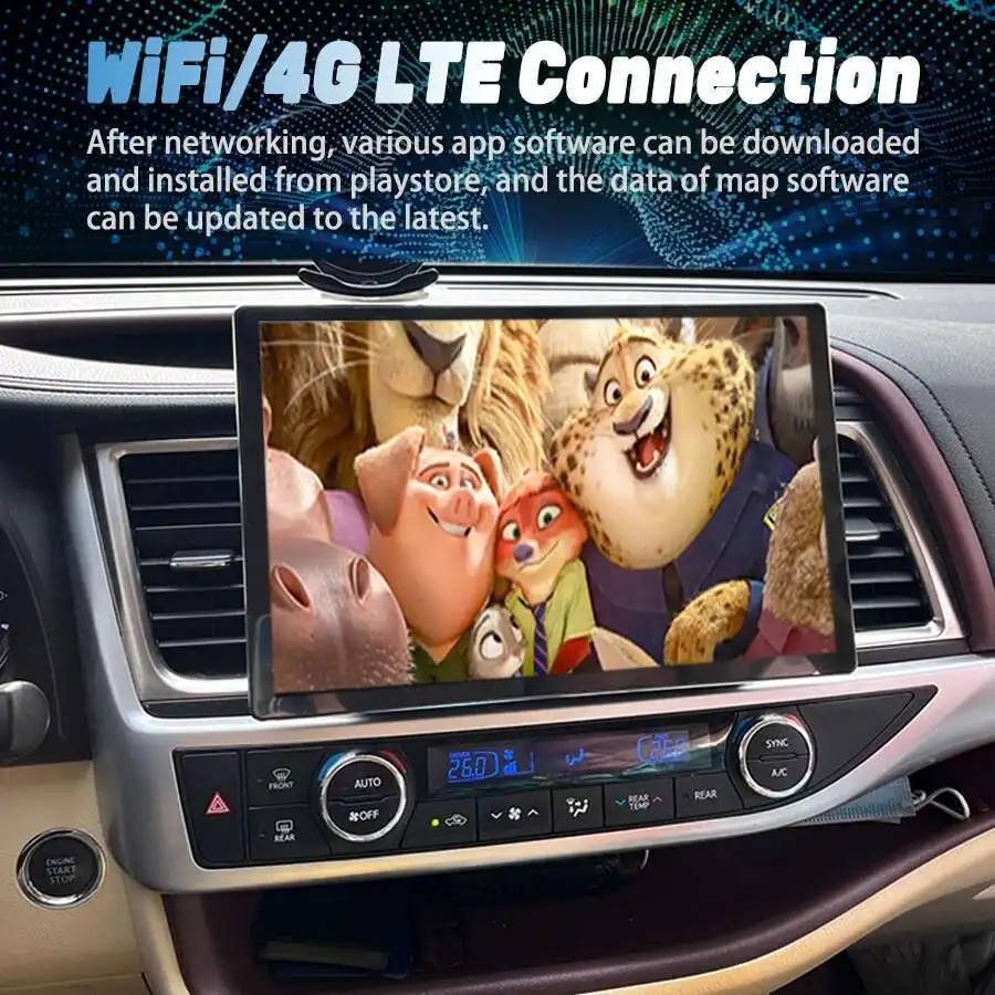 13.3Inch 2K Screen For TOYOTA Highlander Android 2015 2017 Car Multimedia Video Player Stereo GPS Navigation Wireless Carplay