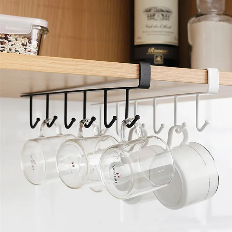 

Hooks Gadgets Rack Storage Hangering Home Multifunctional Decor Door Dish Cup Metal Punch Free Cupboard Organizer Kitchen Holder