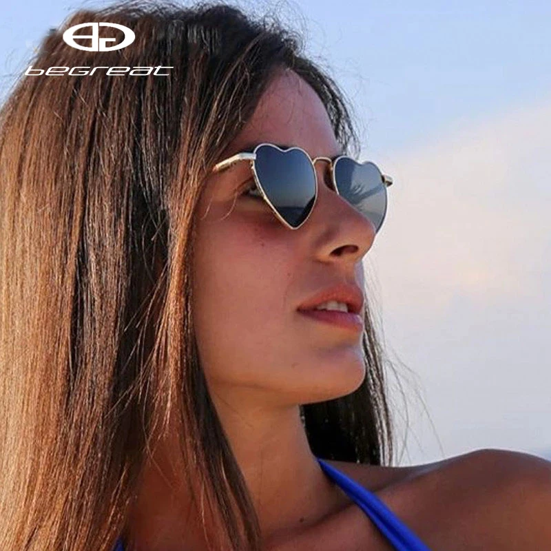 BEGREAT Polarized Sunglasses Metal Heart Decorative Vintage Women's Personality Glasses Designer Eyewear Oculos De Sol Feminino