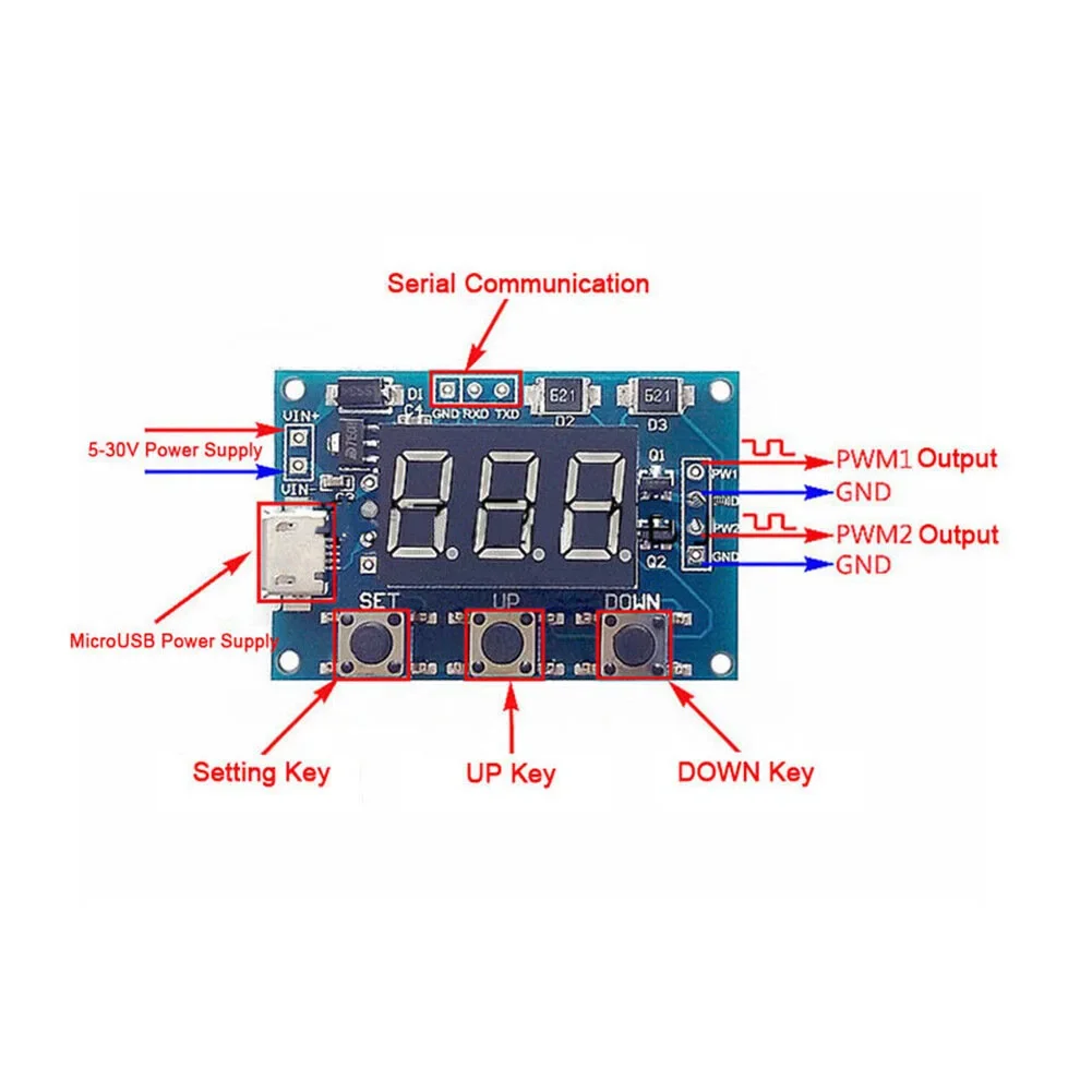 Wave Generator Module 1Hz-150KHz Frequentie 1pcs 2-Kanaals 5-30V DC Voeding 5V PWM Puls Voor 5V Ingangsvermogen