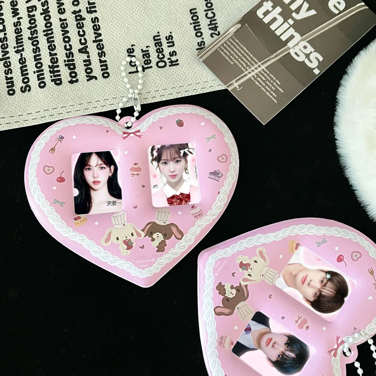 Kpop Photocard Holder with Keychain Cute Pendant Idol Album Photo Card Sleeves ID Bus Bank Credit Card Protector