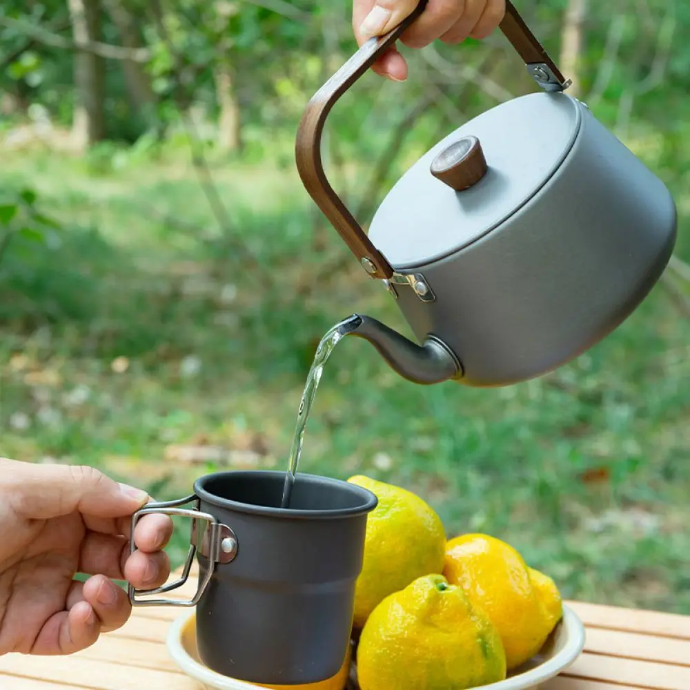 Portable Hiking Kettle Aluminum Alloy Outdoor Camping Picnic Water Boiler Lightweight Coffee Tea Brewing Gear