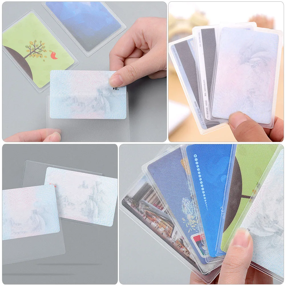 

100pcs Id Holder Credit Protective Sleeves Business Storage Card Protector For Students Office Workers Nurses Social Security