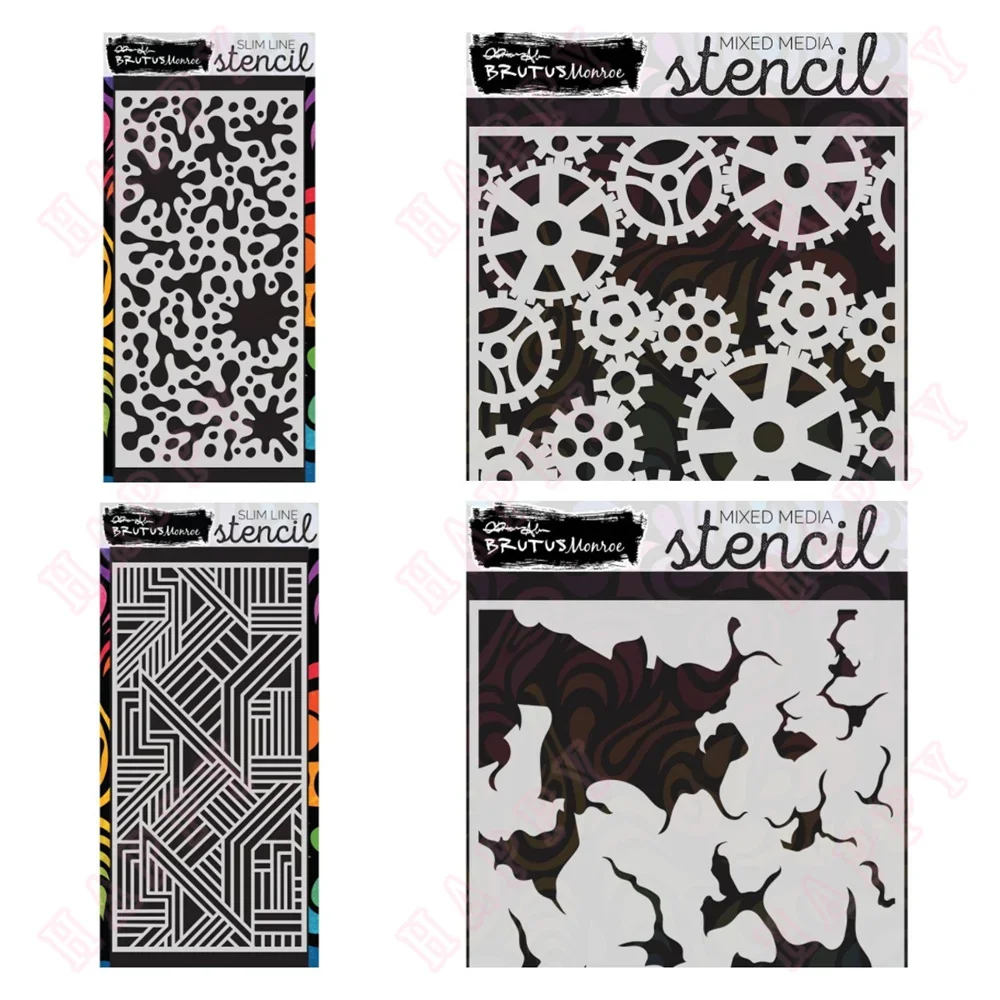 

Splatter and Angles Slimline Gears Stencil DIY Layering Stencils Graphics Painting Scrapbooking Ornament Embossed Template 2024