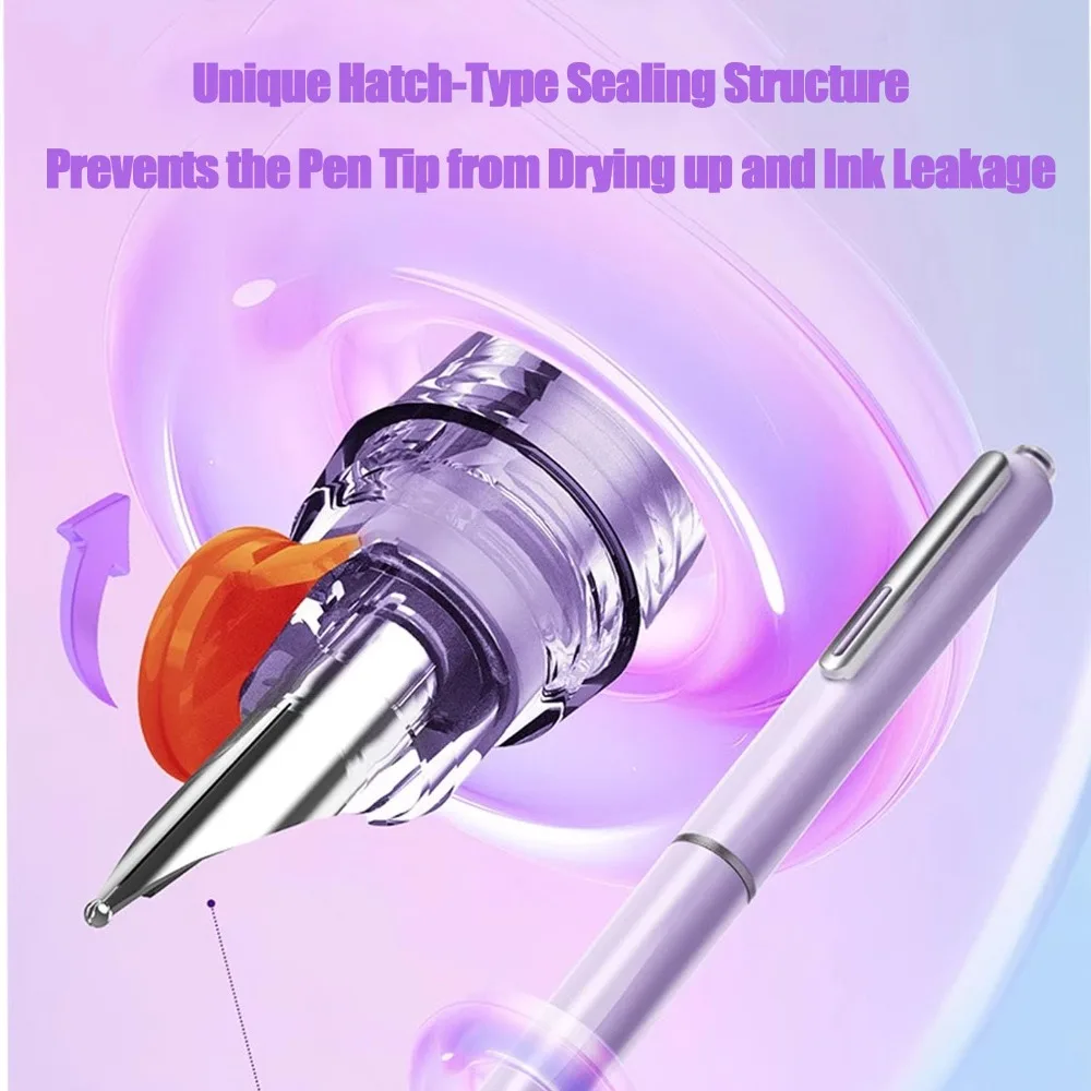 

Retractable Fountain Pen 0.38mm Tip Black Ink Calligraphy Pen Transparent Barrel 5 Refillable Ink Cartridges No Leaking Pen