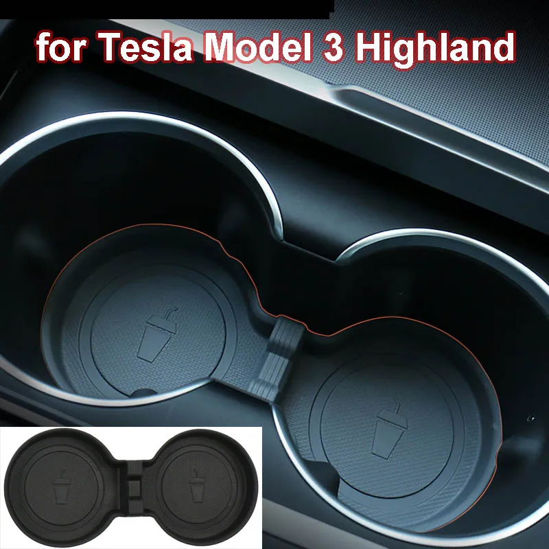 for Tesla Model 3+ Highland 2024 Central Control Water Cup Holder Mat TPE Waterproof Anti-Slip New Model3 Interior Accessories