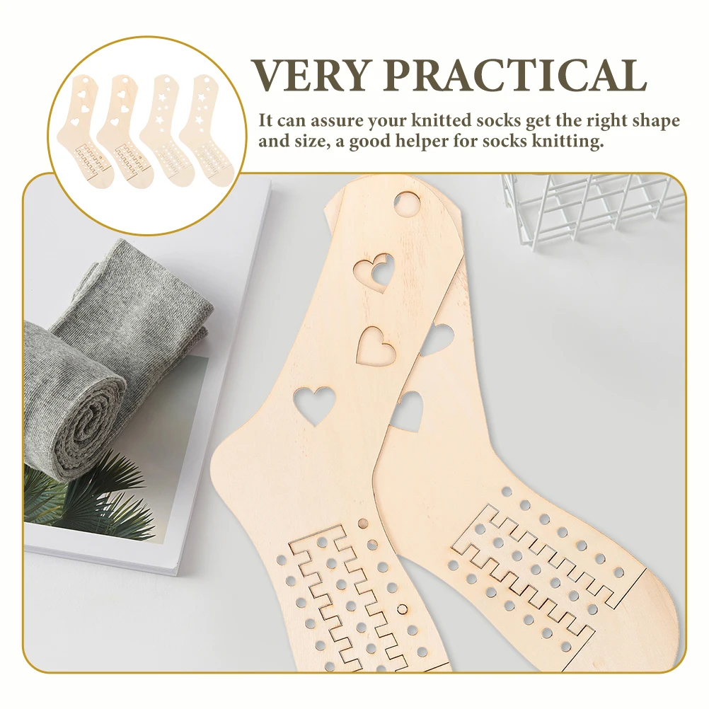 

4pcs Wood Sock Knitting Blockers Diy Sock Blockers For Knitting Hand Knit Forms Smooth Stitches Craft Tool Sewing Accessory