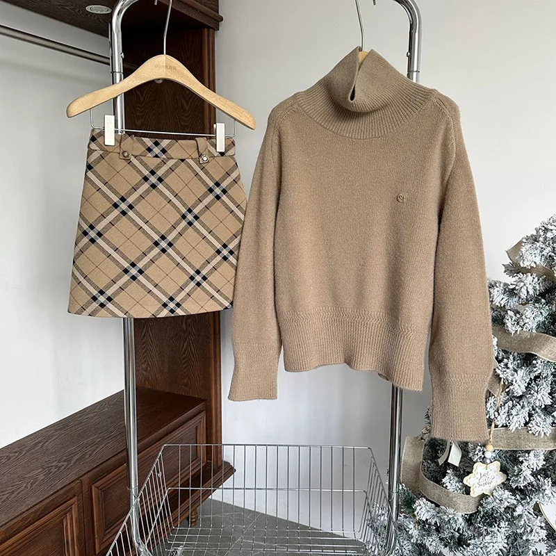 

Новые женские ретро-юбки 2026 года: кофейные в клетку, с завышенной талией, шикарные, приталенные, А-силуэта, в корейском стиле, для девушек