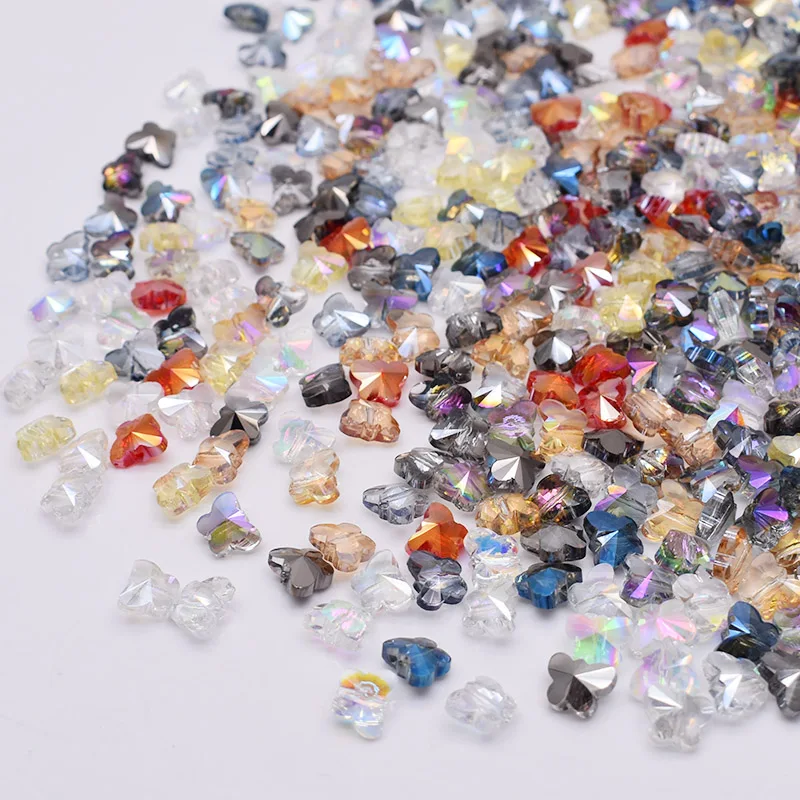 8mm 45pcs/bag Mixed-color Butterfly Crystal Glass Beads Faceted Loose Spacer Beads For Jewelry Making DIY Bracelet